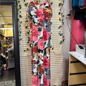 Cristinalove Floral Maxi Dress - Pink, Brown, White